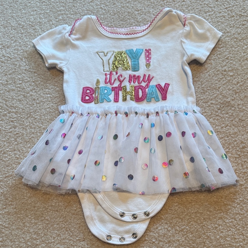 Colorful Birthday Baby Onesie with Tutu size 18 month
